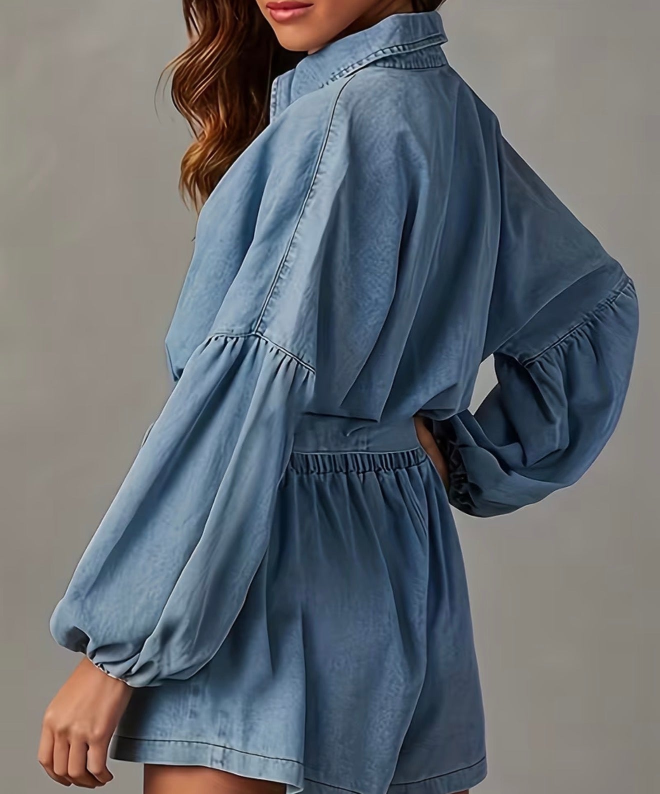 light blue chambray/denim romper