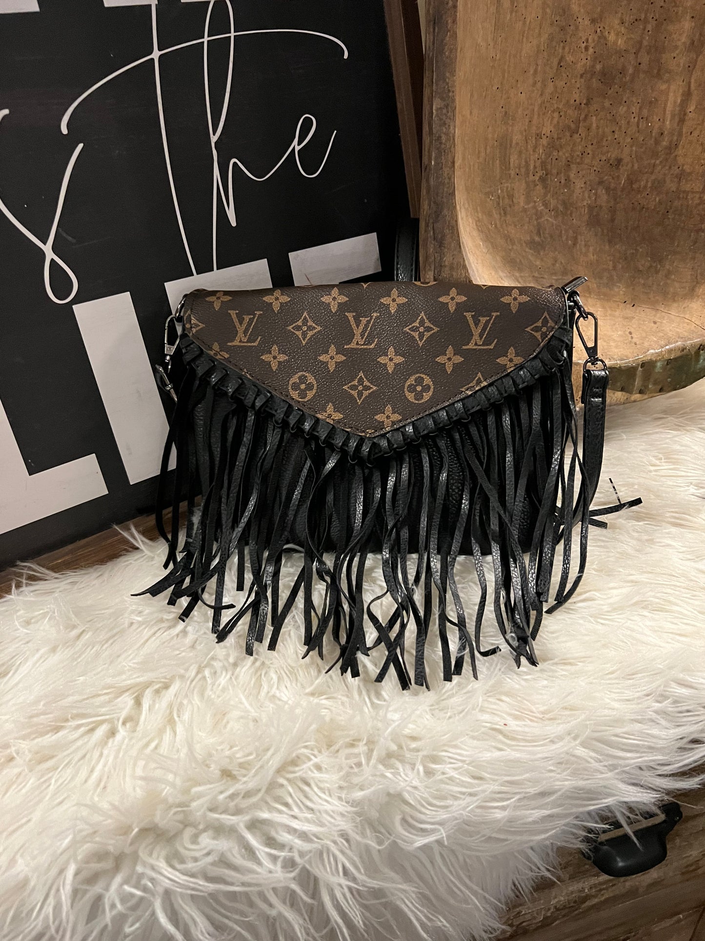 Black fringe crossbody