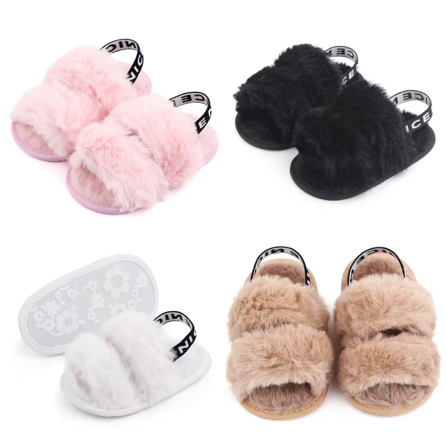 Fuzzy slipper crib shoes