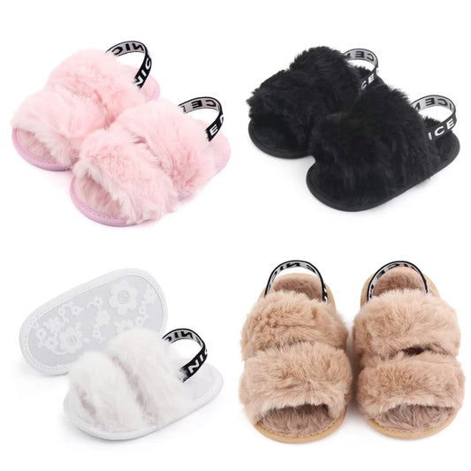 Fuzzy slipper crib shoes