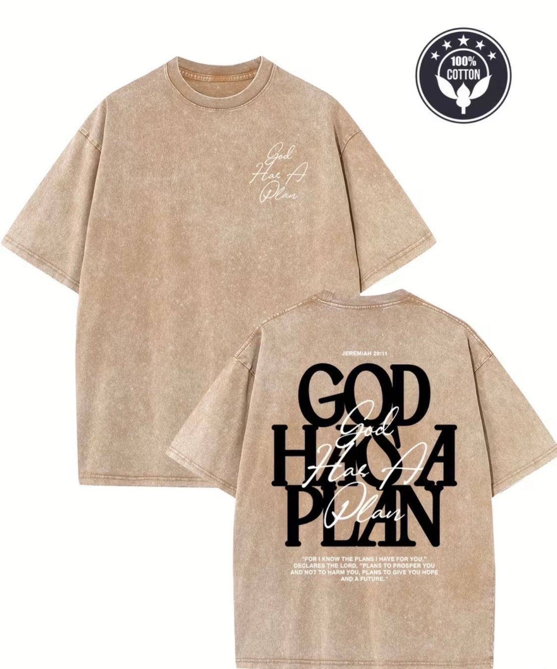 “God Has a Plan” Vintage-Wash Graphic Tee