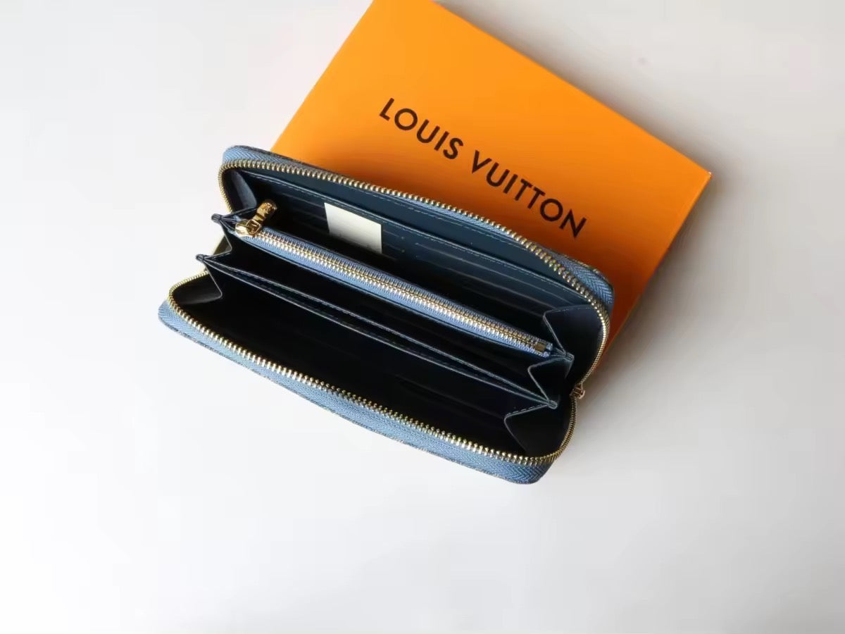 Denim zipper wallet