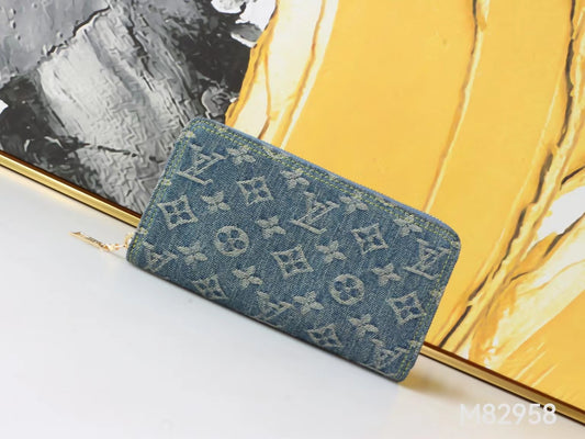 Denim zipper wallet