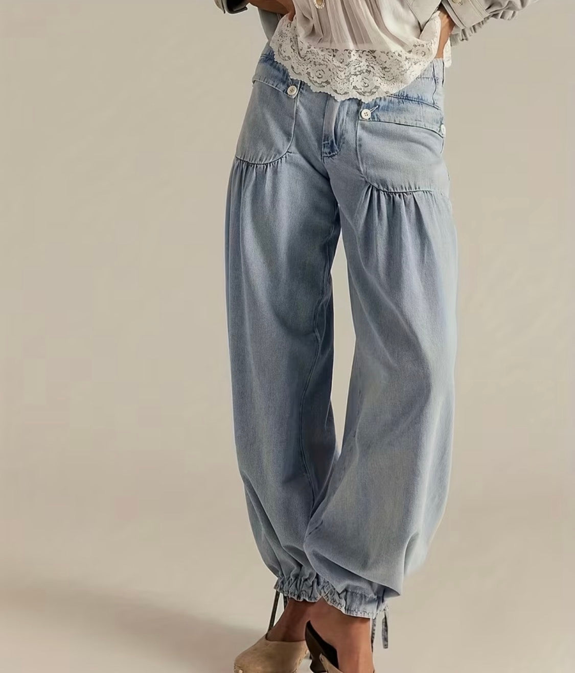 Relaxed Denim Pull-On Jogger Pants
