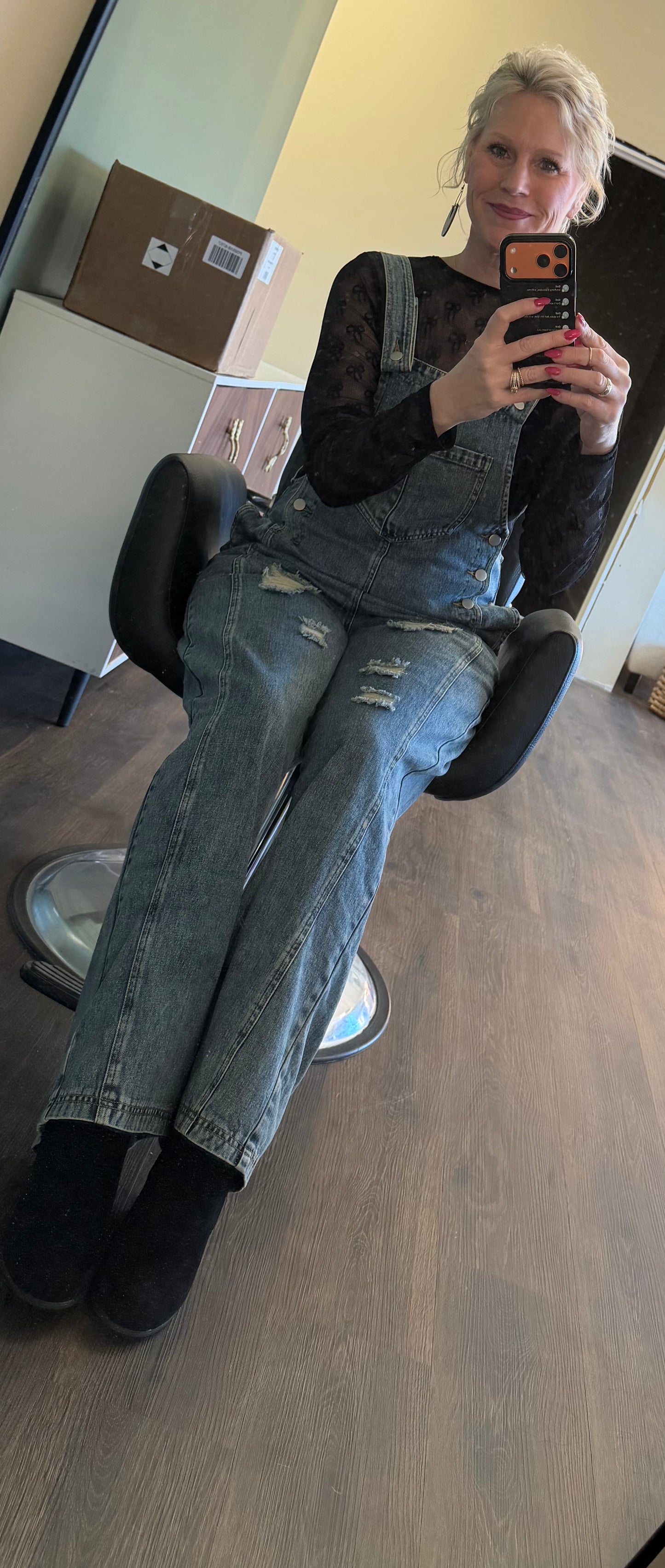 Distressed Wide-Leg Denim Overalls — Effortless Boho Chic